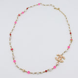 CHANEL シャネル ネックレス A24 ココマーク フェイクパール カラーストーン ピンク系 アクセサリー 箱有 H19938