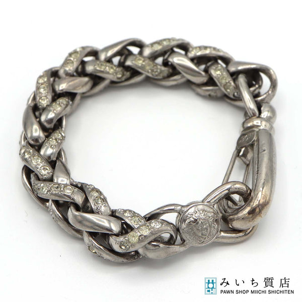 GIANNI VERSACE ジャンニ ヴェルサーチ ブレス メデューサ チェーン ラインストーン シルバーカラー アクセサリー H13082