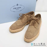 PRADA プラダ スエード レザー ウィングチップシューズ 靴 サイズ36 1/2 約23.5cm 箱保存袋 ok1756