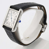 稼働 腕時計 Cartier カルティエ タンクソロ クォーツ シルバー色文字盤 2024年4月電池交換済 ベルト社外 ケース有 gen83