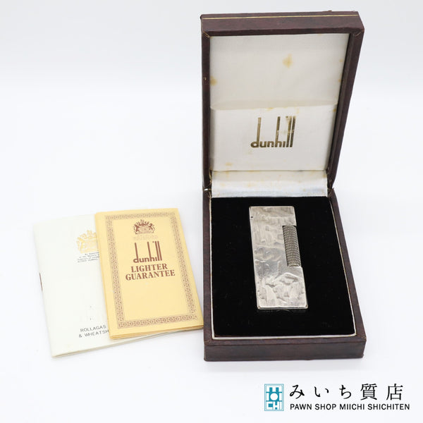 着火未確認 dunhill ダンヒル ガス ライター ローラー式 シルバー 槌目 箱 喫煙グッズ ビンテージ コレクション 喫煙具 yo711-1