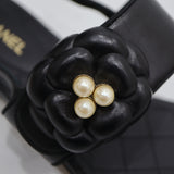 CHANEL シャネル サンダル G31666 カメリア サイズ38 約25cm レディース ブラック 箱有 H21984