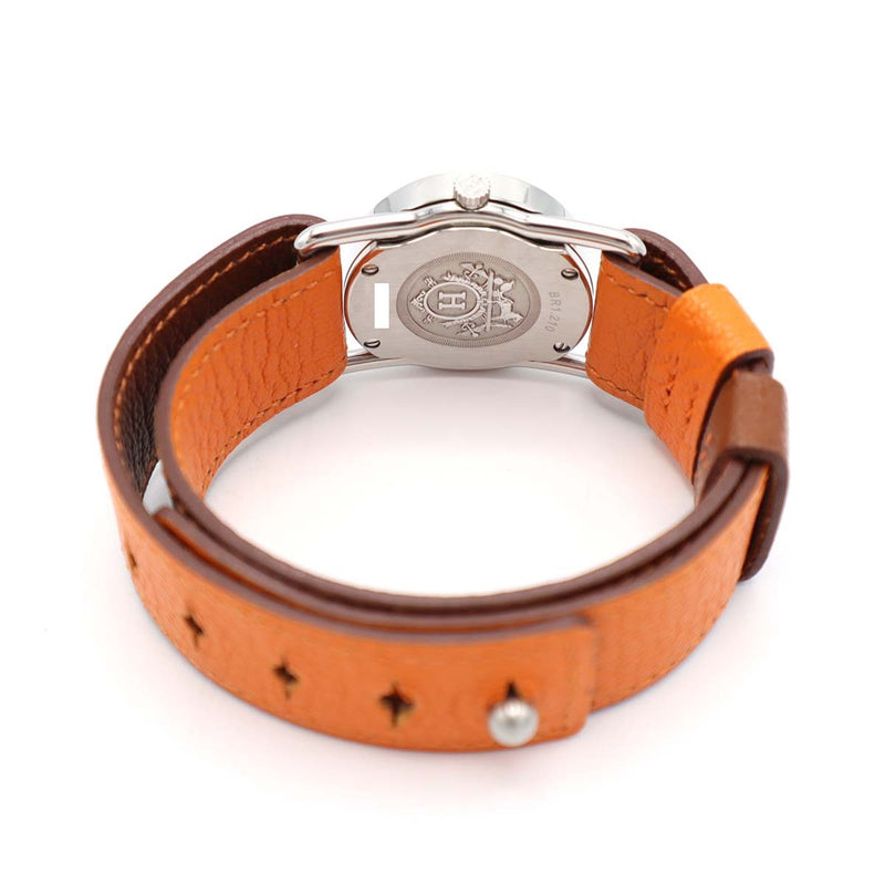 稼働 腕時計 HERMES エルメス バレニア ロンド BR1.210 クォーツ ホワイト文字盤 オレンジ ブラウン リバーシブル 2025.5電池交換済 H19143