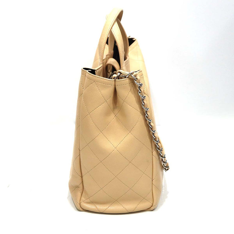 CHANEL シャネル マトラッセ 2wayバッグ ココマーク キャビアスキン ハンドバッグ ベージュ系 チェーンショルダー gen210