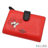 美品 COACH コーチ ミッキー コラボ 空手 二つ折り財布 財布 ウォレット レッド×ブラック 保管袋 H21948