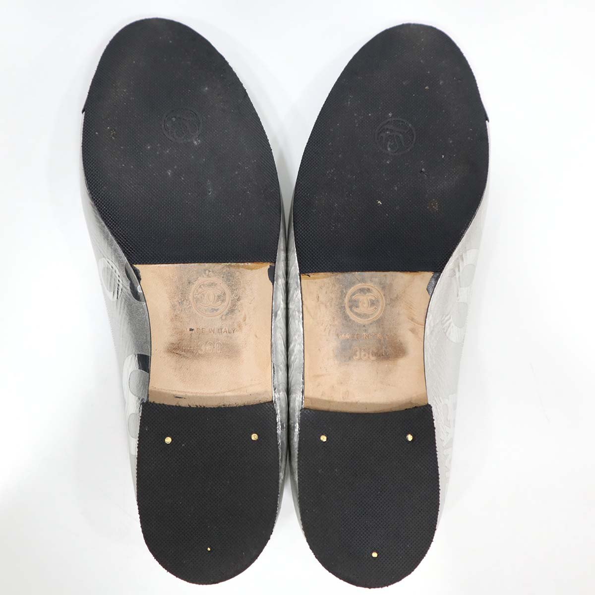 CHANEL シルバー バレエフラットシューズ A G02819 CHANEL シルバー バレエフラットシューズ A G02819 CHANEL