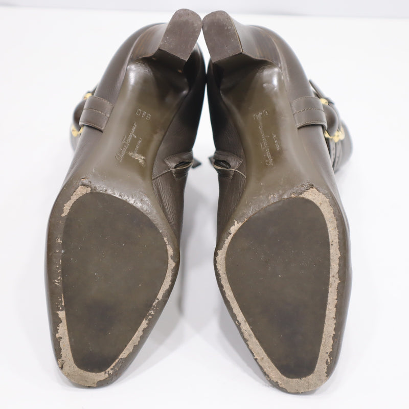Salvatore Ferragamo フェラガモ ブーツ ショートブーツ FE05335 カーキ系 6 1/2サイズ レディース 箱有 21k352-4