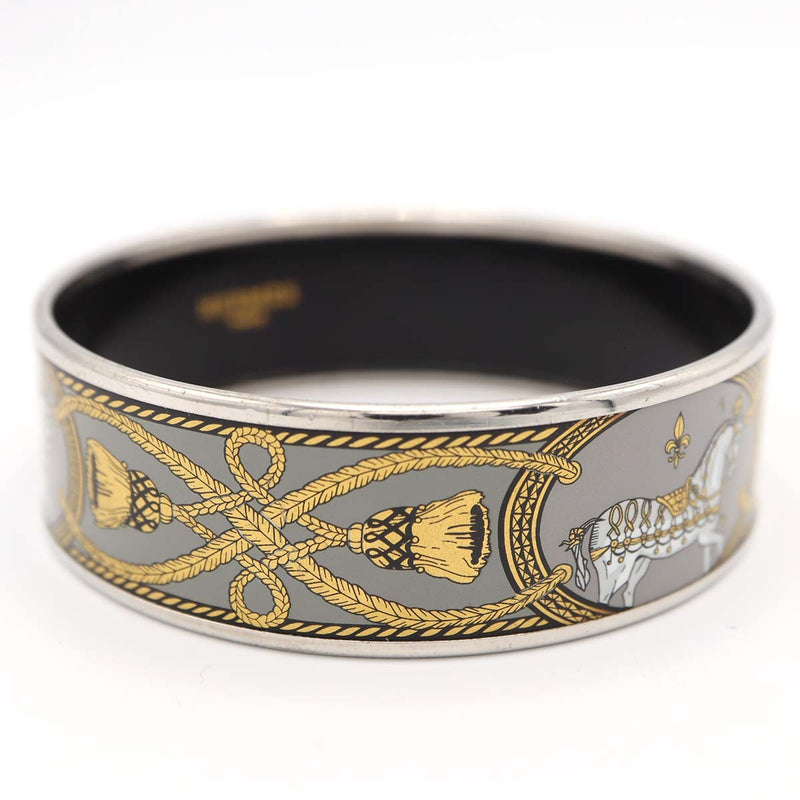 HERMES エルメス エマイユGM バングル 七宝焼き 馬 総重量約47.7g シルバーカラー アクセサリー レディース k1160