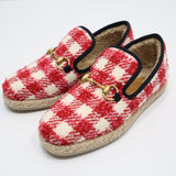 未使用 GUCCI グッチ 575850 ローファー ホースビット チェック ツイード レッド 36 1/2サイズ レディース 箱有 H9375