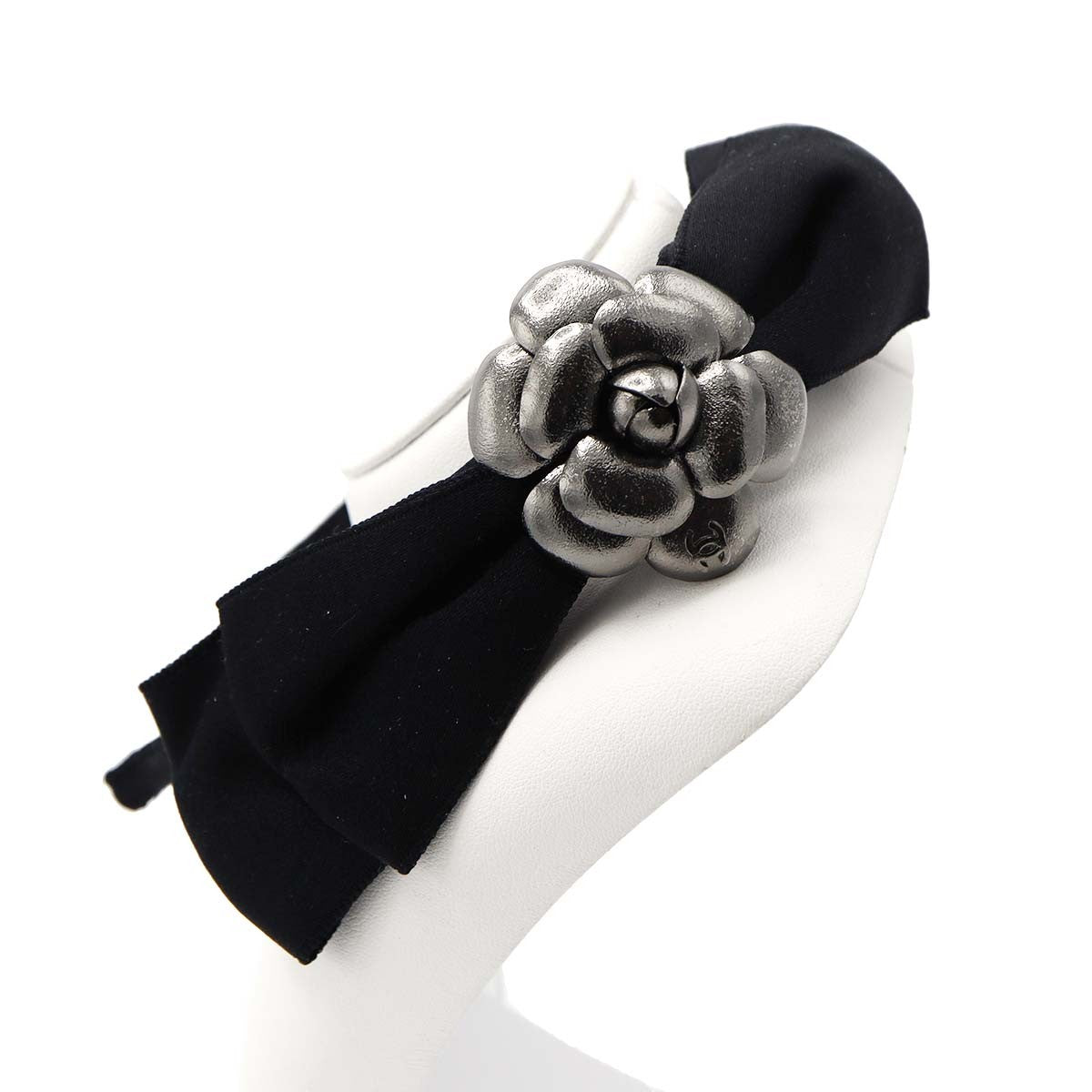 CHANEL シャネル カチューシャ カメリア リボン ブラック ヘア