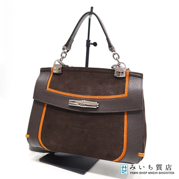 LONGCHAMP ロンシャン ハンドバッグ ショルダーバッグ 2WAYバッグ マドレーヌ レザー/スエード レディース 茶 H14430