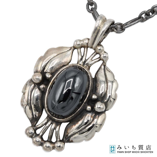 GEORG JENSEN ジョージジェンセン イヤーペンダント 2000 ヘマタイト ネックレス シルバー 925 約10.3g アクセサリー レディース yo684
