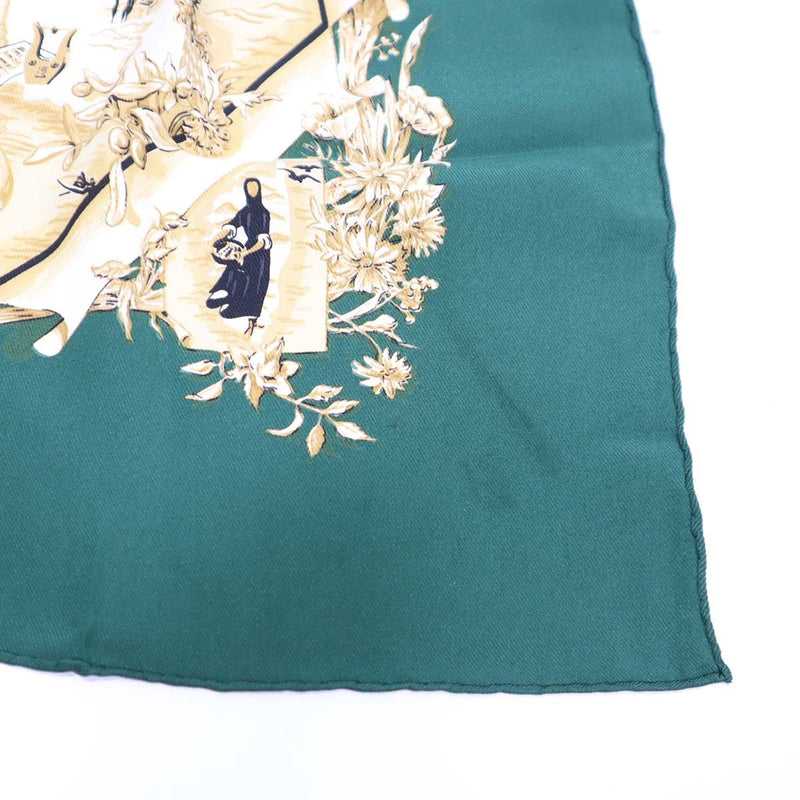 HERMES エルメス スカーフ カレ70 LA FRANCE シルク100％ グリーン H18947-4