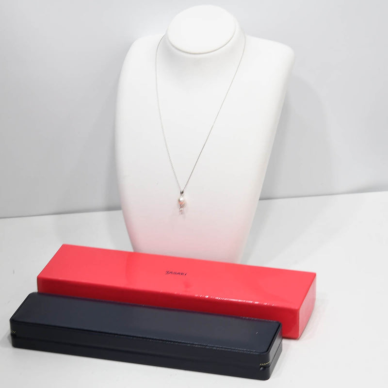 仕上済 TASAKI タサキ ネックレス パール ダイヤ K18WG D0.06 ホワイトゴールド 約2.7g ジュエリー 箱有 H6944