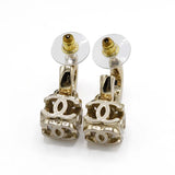 CHANEL シャネル ピアス A22K ココマーク フープ ダイス AB9567 シャンパンゴールド金具 箱あり ポスト曲がり M4292
