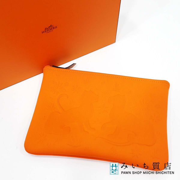 HERMES エルメス ネオバン レオパード トゥルースフラットPM ポリアミド エラスタン オレンジ色 箱あり M4038