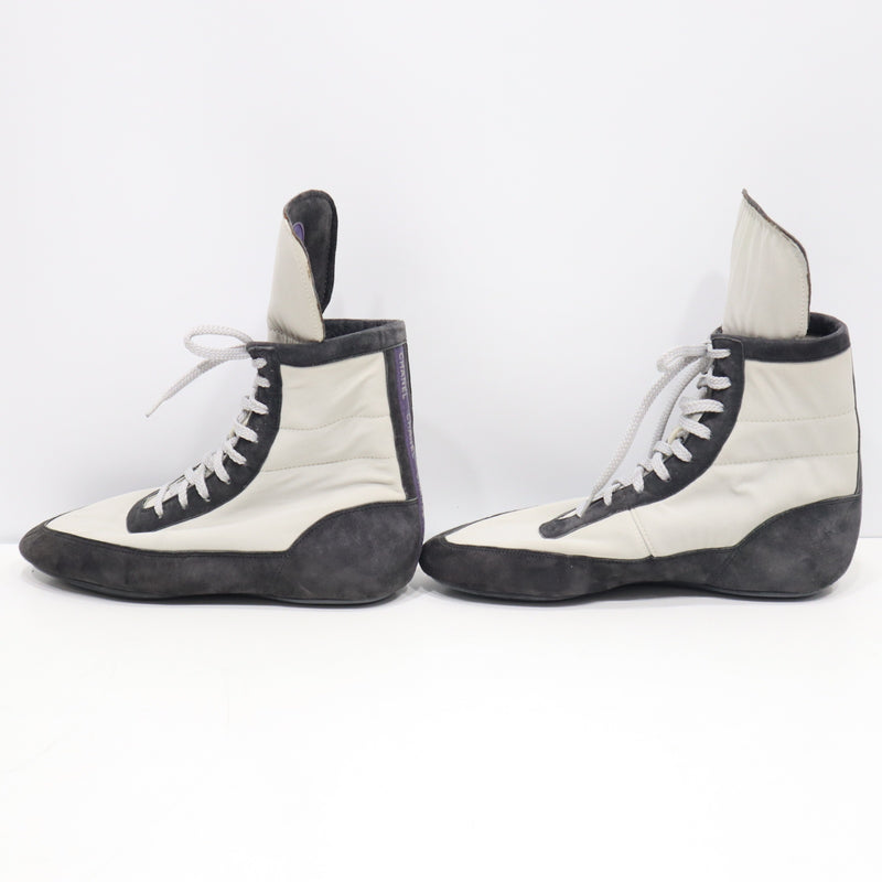 CHANEL シャネル 735 ボクシングシューズ ハイカット キャンバス スニーカー シューズ スエード 靴 グレー 36サイズ 箱有 H19646