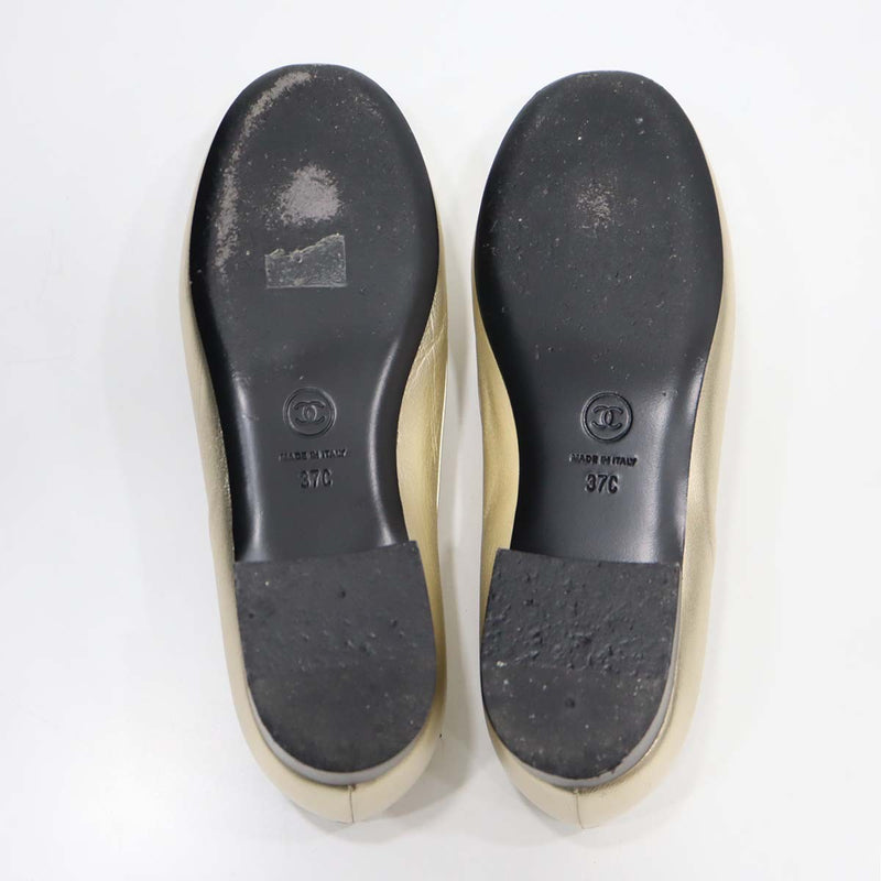 CHANEL シャネル フラットシューズ ローファー ココマーク G32954 ゴールド サイズ37 24cm レディース 靴 H7577