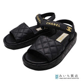 CHANEL シャネル G45430 サンダル マトラッセ ロゴ ココマーク ブラック 37サイズ レディース 保管袋 26k894-11