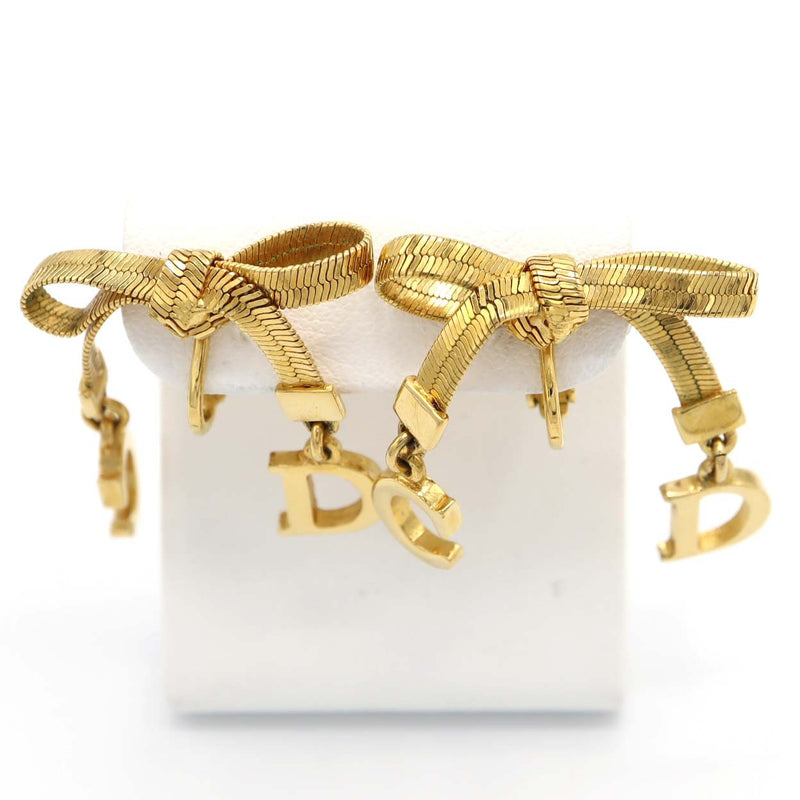 Christian Dior ディオール イヤリング リボン CD アクセサリー ゴールド色 レディース H13942