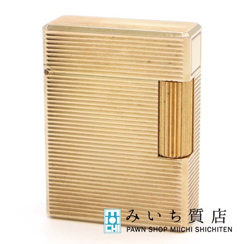 S.T. Dupont デュポン ガスライター ライン1 ショート LINE1 20μ ローラー式 ゴールド色 喫煙具 着火未確認 ケース M1611