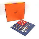 HERMES エルメス スカーフ プチカレ カレ40 CANNES＆POMMEAUX ステッキ ネイビー系 箱有 H20260