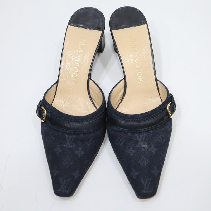 LOUIS VUITTON ルイヴィトン LV ミュール ポインテッド サンダル MA0032 モノグラムミニ ブルー系 レディース 箱有 25k627-16