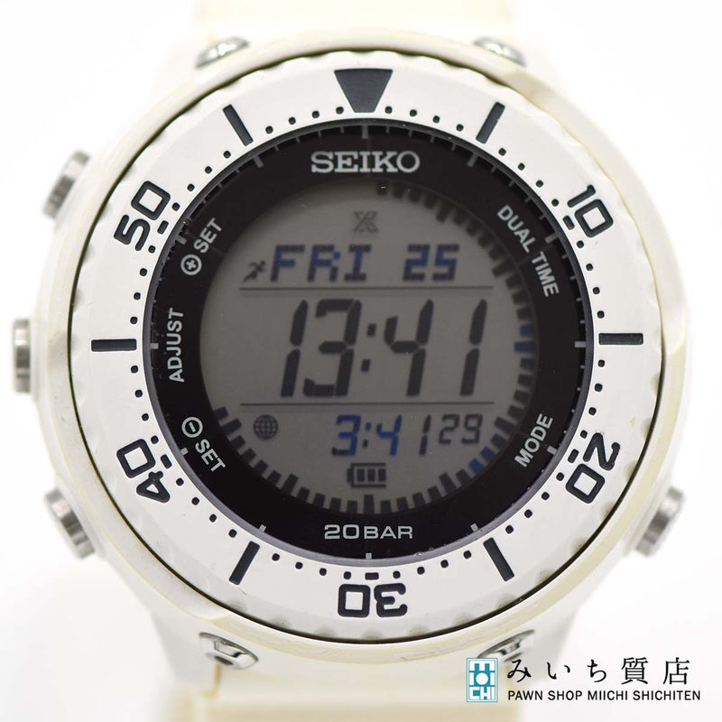 腕時計 稼働 SEIKO セイコー プロスペックス S802-00B0 ソーラー デジタル ホワイトベゼル H7518