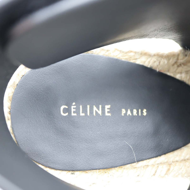 未使用品 CELINE セリーヌ エスパドリーユ ウェッジソール サンダル ブラック レザー サイズ37 24㎝ H18959