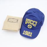 未使用 GUCCI グッチ ガレッジベースボールキャップ 773135 4HA7F 帽子 ブルー 青 保管袋有 25k448-2