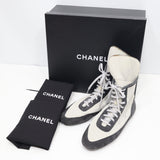 CHANEL シャネル 735 ボクシングシューズ ハイカット キャンバス スニーカー シューズ スエード 靴 グレー 36サイズ 箱有 H19646