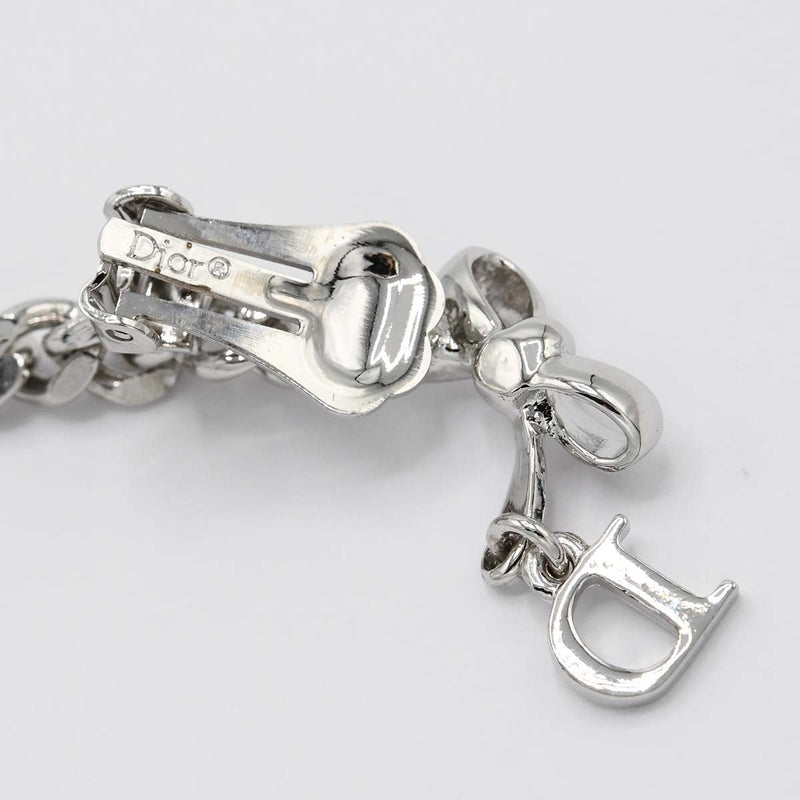 Christian Dior クリスチャンディオール イヤリング リボン ロゴ プレート シルバーカラー アクセサリー レディース 箱有 H9389