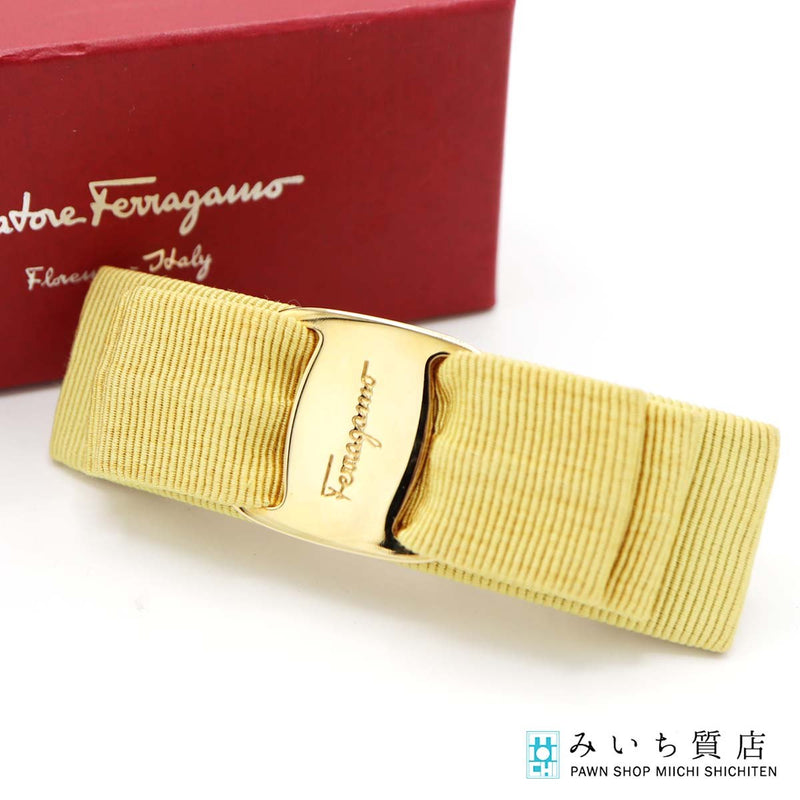 Salvatore Ferragamo フェラガモ バレッタ イエロー系 レディース ヘアアクセサリー 箱有 H20476-3