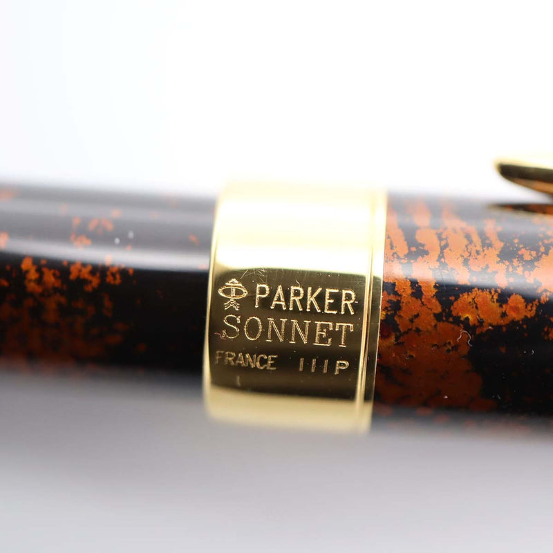 PARKER パーカー 万年筆 ソネット ビゾンフォンセ 純正漆 ペン先18K/750 字幅 F  インク ケース付 筆記未確認 H1030
