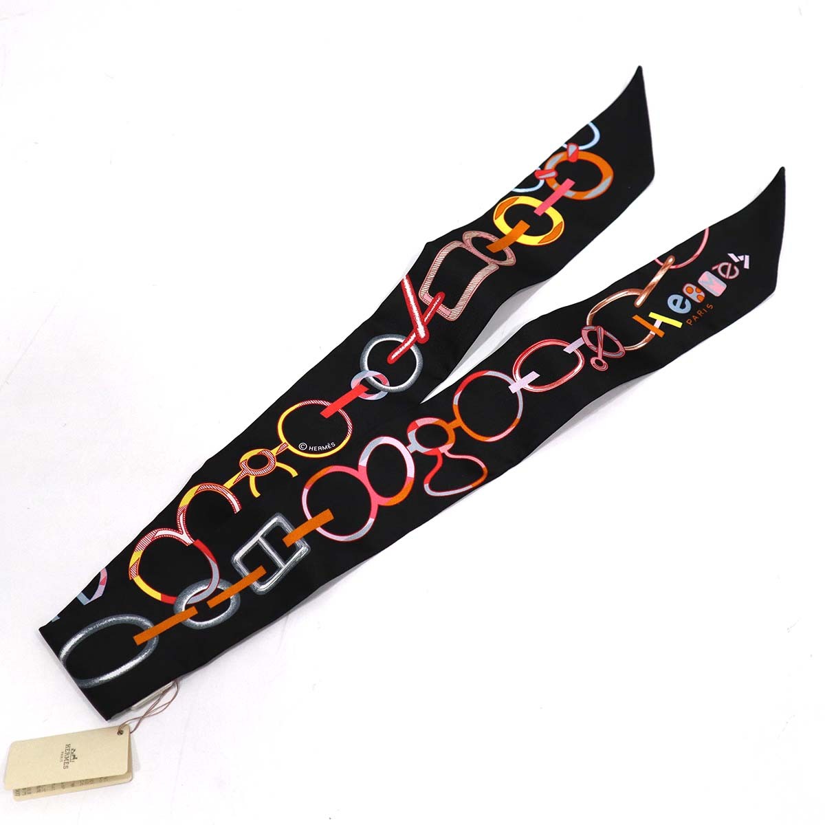 正規品 未使用 HERMES Do Re Boucles ツイリースカーフ HERMES エルメス ツイリー DO RE BOUCLES ド・レ・ブックル シルク100