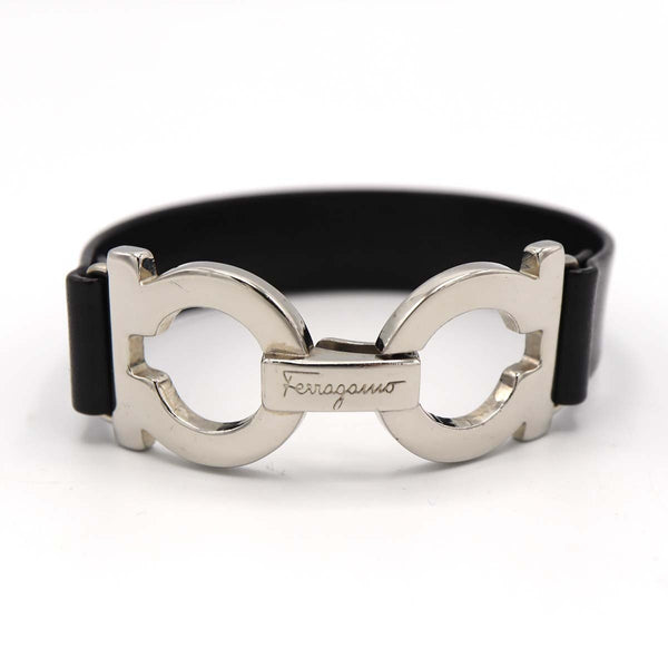 Salvatore Ferragamo フェラガモ ガンチーニ ブレスレット レザー バングル ブラック アクセサリー H20855