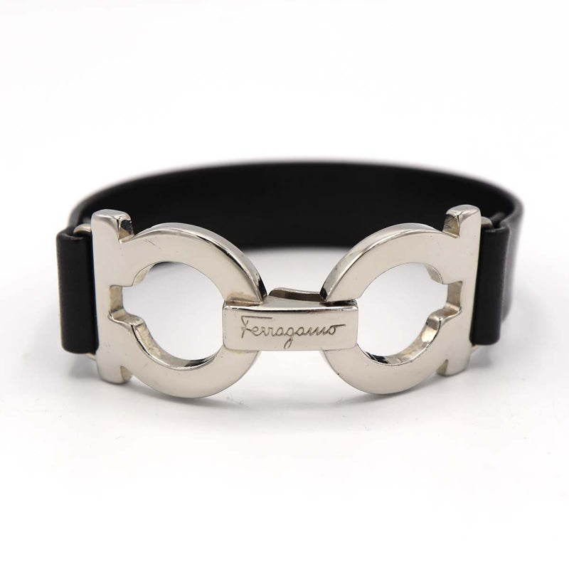 Salvatore Ferragamo フェラガモ ガンチーニ ブレスレット レザー バングル ブラック アクセサリー H20855