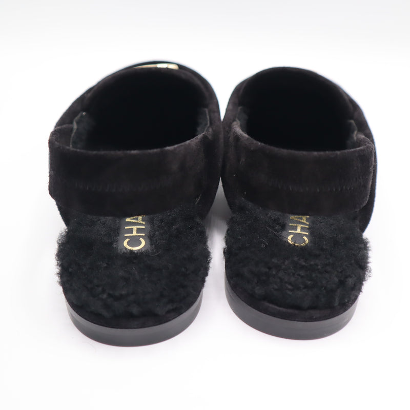 未使用 CHANEL シャネル スリングモカシン 371/2 24.5cm ココマーク ブラック 靴 箱有 H20968