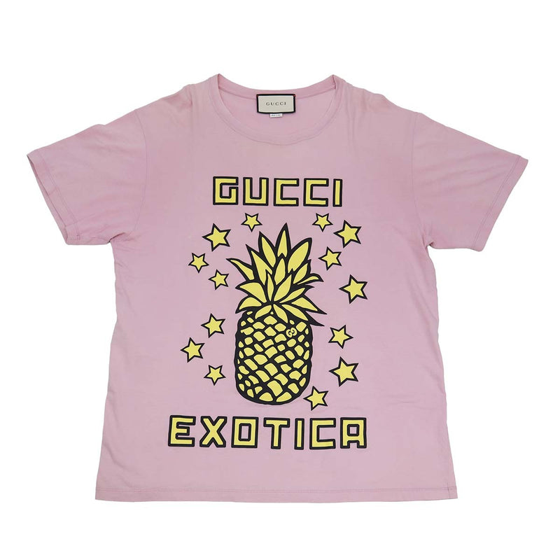 GUCCI グッチ Tシャツ パイナップル柄 ピンク Lサイズ オーバーサイズ レディース 25k1002-2