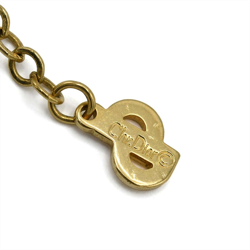 Christian Dior ディオール ネックレス ハート ラインストーン ビジュー ロゴ ゴールドカラー アクセサリー 5.5g H10469-1