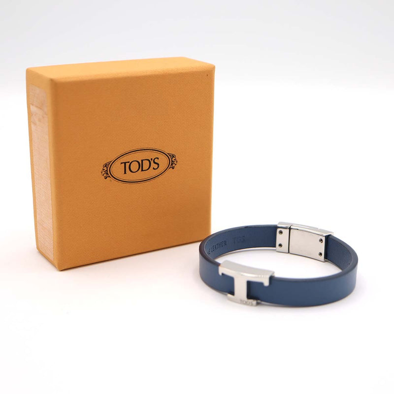 TOD'S トッズ Tタイムレス ブレスレット ブルー メンズ 17cm アクセサリー 箱有 ok994
