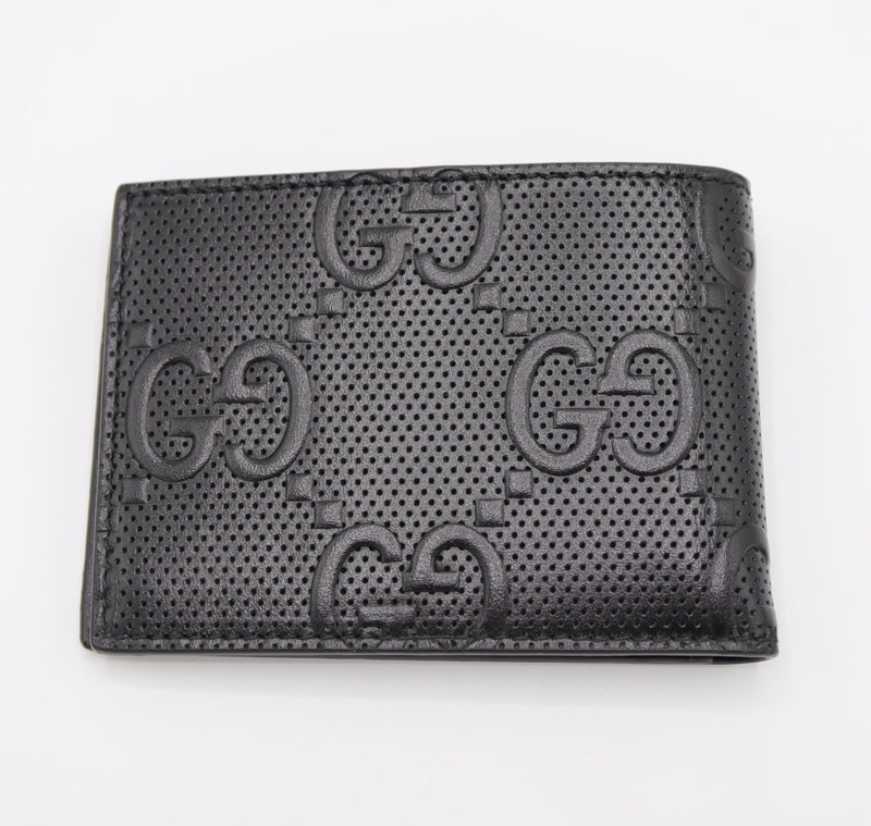 GUCCI グッチ GG エンボス 札入れ カードケース 625559 レザー ブラック 箱有 25k680-1