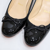 Christian Louboutin クリスチャン ルブタン リボン ヒール パンプス 1110338 37サイズ ブラック レディース 箱・保管袋有 ko62
