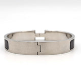 HERMES エルメス クリックH GM Hロゴ バングル ブレスレット シルバーカラー×ブラック アクセサリー 22k23-1
