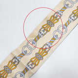 HERMES エルメス ツイリー Harnais en Rosace スカーフ シルク100 ベージュ ネイビー系 箱有 H23397-2