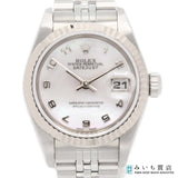 稼働 腕時計 ROLEX ロレックス OYSTER PERPETUAL DATEJUST 79174 F番 AT デイト シェル文字盤 ホワイトゴールド H17390