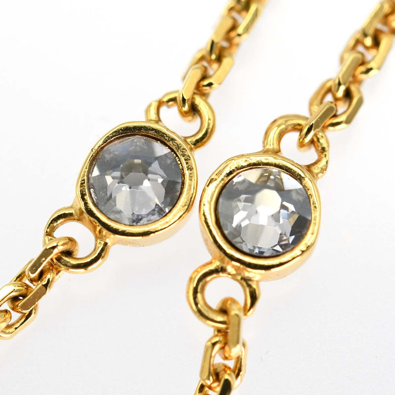 Christian Dior ディオール CDロゴ ラインストーン ネックレス アクセサリー ゴールドカラー 総重量約4.4g 箱有 25k565-1