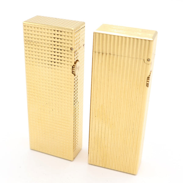 dunhill ダンヒル ガスライター 2点 US RE24163 ゴールドカラー ダイヤモンド柄 ストライプ柄 着火未確認 H12869