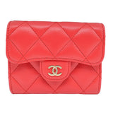 CHANEL シャネル チェーンウォレット キャビア ココマーク 財布 コインケース 赤 k855