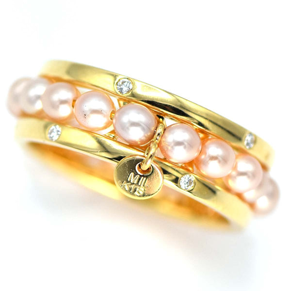 MIKIMOTO ミキモト リング 3点 ペルリータ 13号 ベビーパール 14.5号 真珠 K18 D0.03 アクセサリー M2576-1